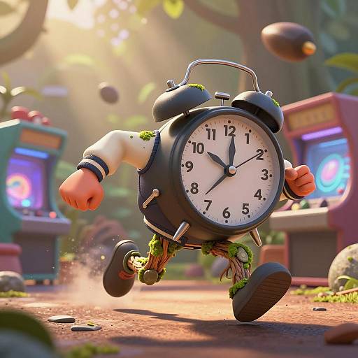 Anthropomorphic Alarm Clock Sprinter in Arcade