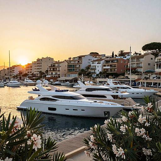 Luxury Yachts at Balearic Islands Marina Sunset