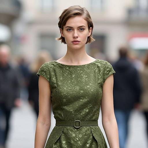 Olive Green Dress Girl Portrait