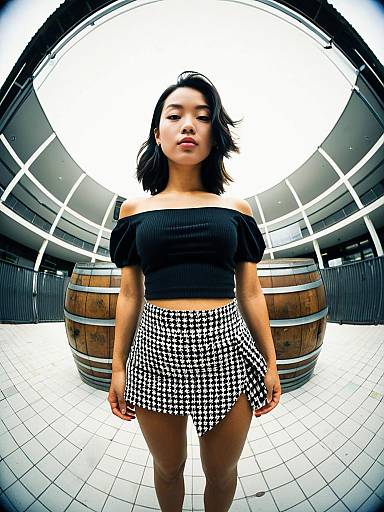 Young woman in modern street style outfit