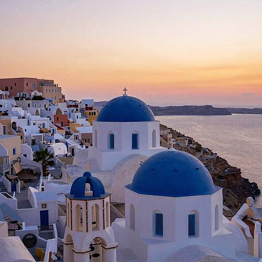 Sunset Over Greek Island Village