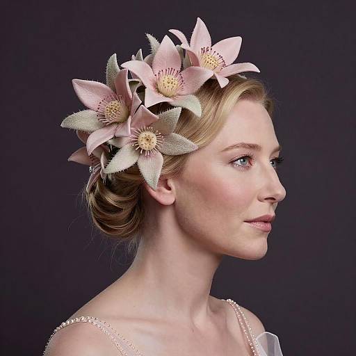 Woman with Pink Floral Headpiece