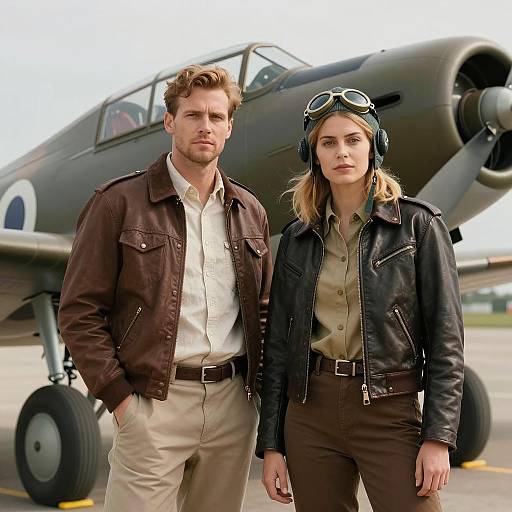 Couple in Front of Vintage Aircraft