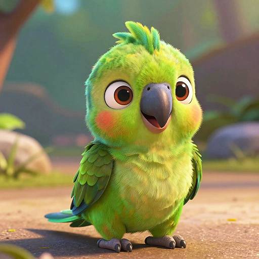 Pixar-Style Baby Macaw Parrot
