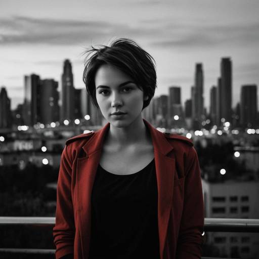 Young woman portrait with cityscape background