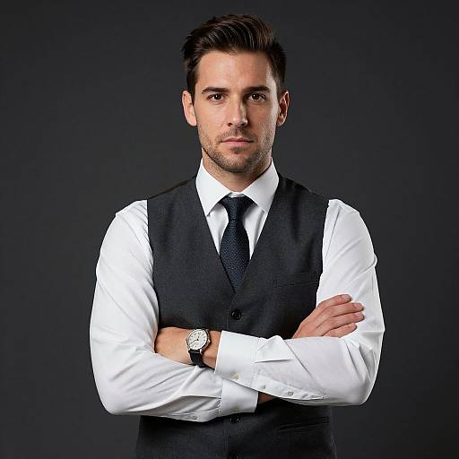 Man in Vest and Tie Pose