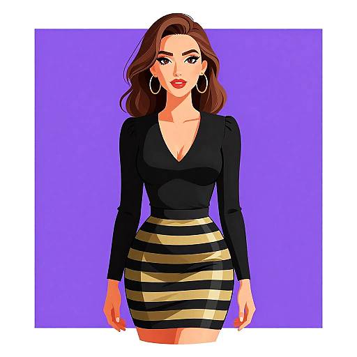Chic Woman in Striped Mini Skirt