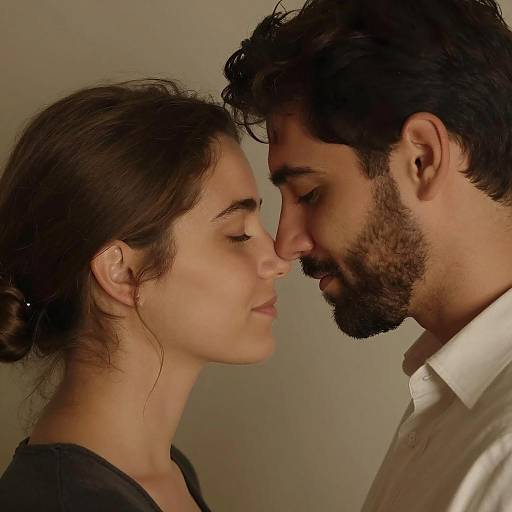 Intimate Close-Up of Couple in Love