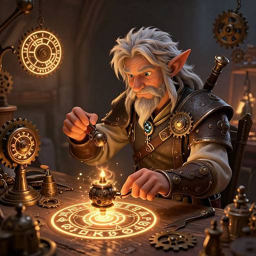 Crafty Halfling Artificer in Workshop