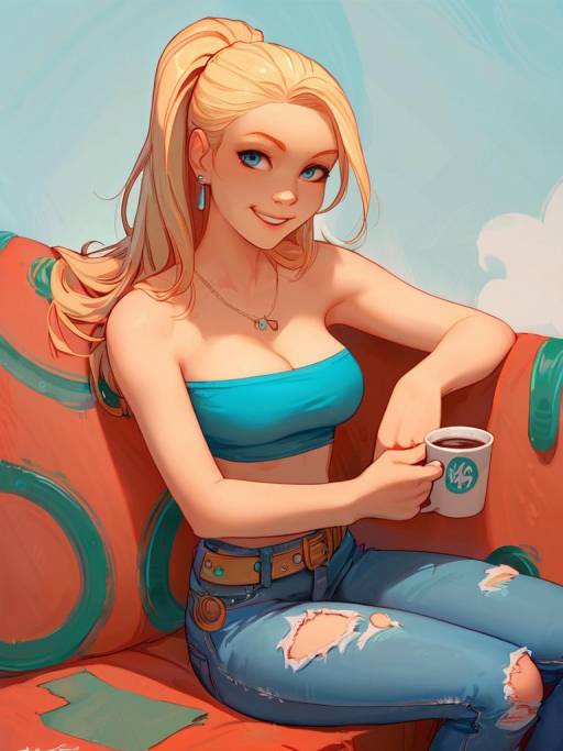 Stylish Girl in Denim and Jewelry