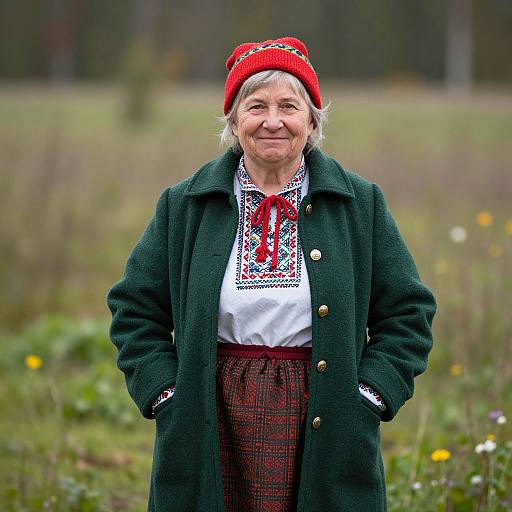 Elderly Scandinavian Woman in Traditional Dress