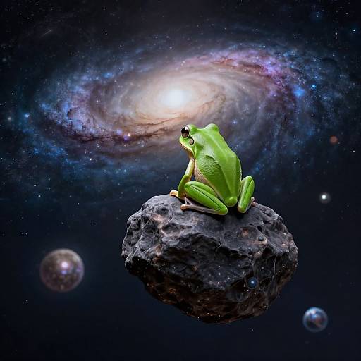 Serene Frog on Cosmic Boulder