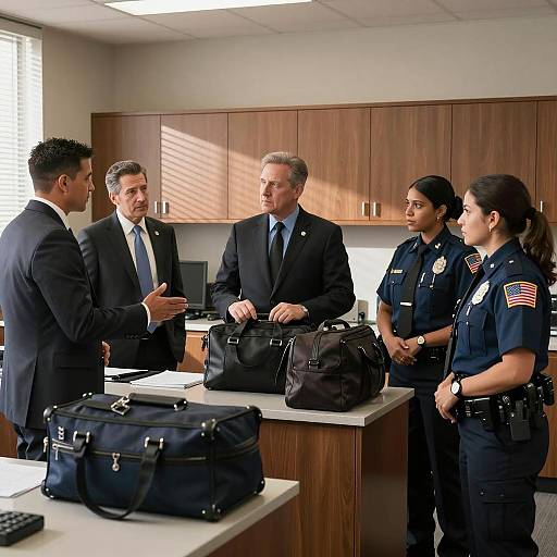 Office Meeting with Police Officers and Officials