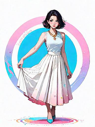 Realistic Modern Minimalist Woman in Blush Dress
