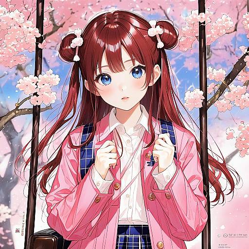 Illustration of Hanami saki, gakuen idolmaster in the style of Chocoan