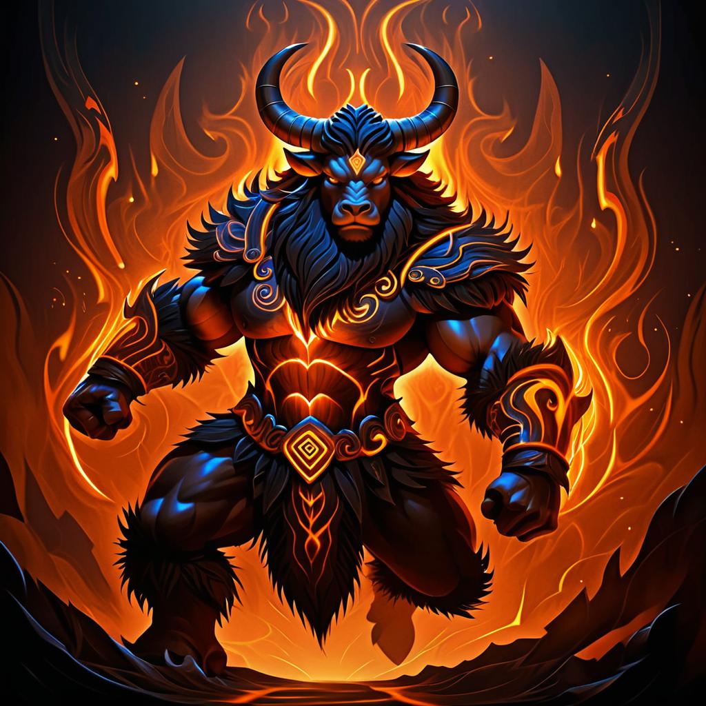 Dynamic Minotaur in Fiery Labyrinth