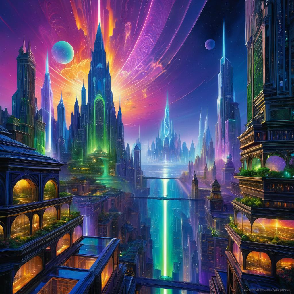 Epic Futuristic Cityscape Under Aurora