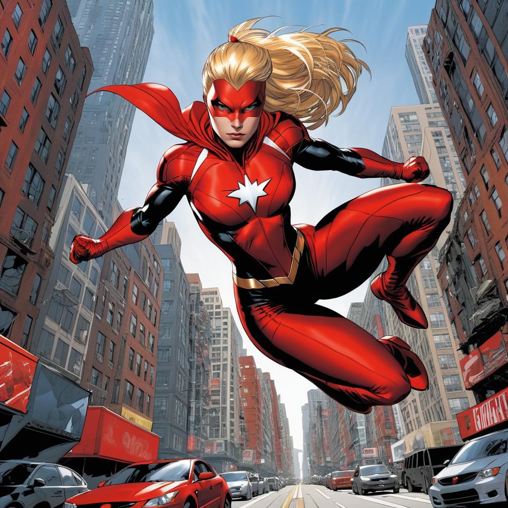 Dynamic Female Superhero in Motion