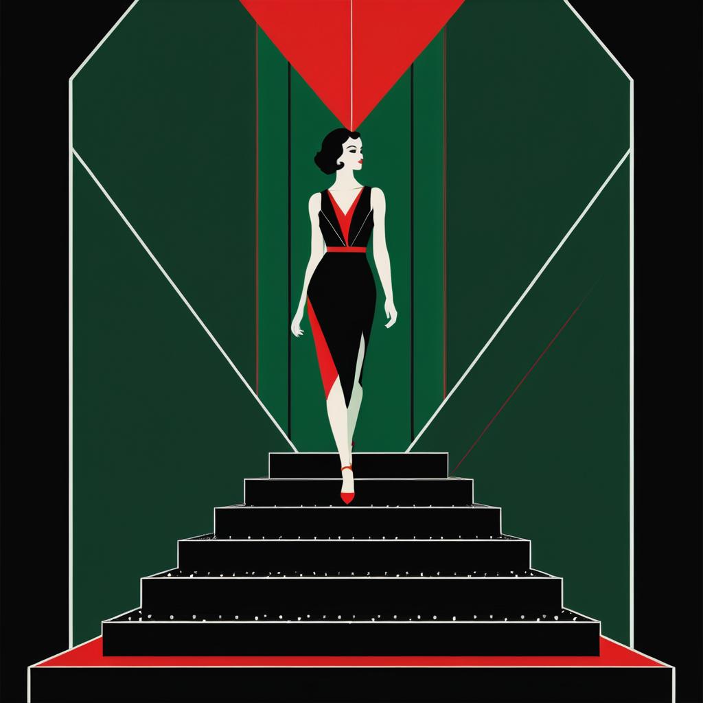 Art Deco Minimalist Fit Woman Illustration