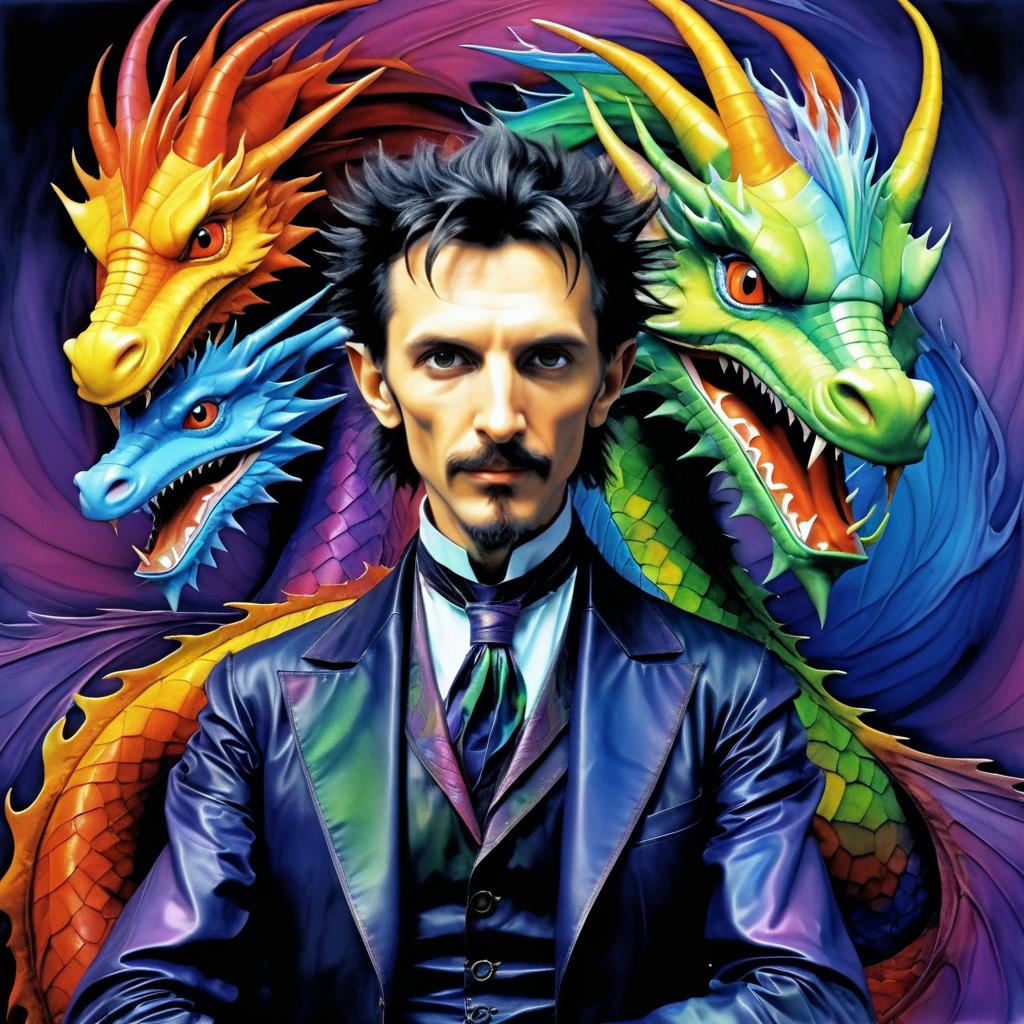 Nikola Tesla: The Colorful Dragon Portrait