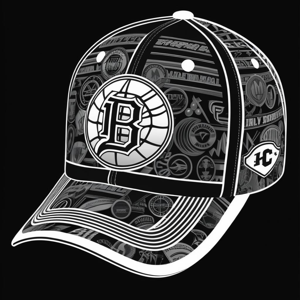 Dramatic Black and White Baseball Cap Design