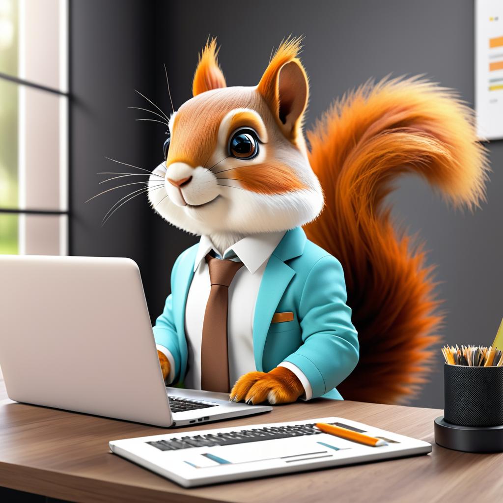 Charming Squirrel in a Professional Setting