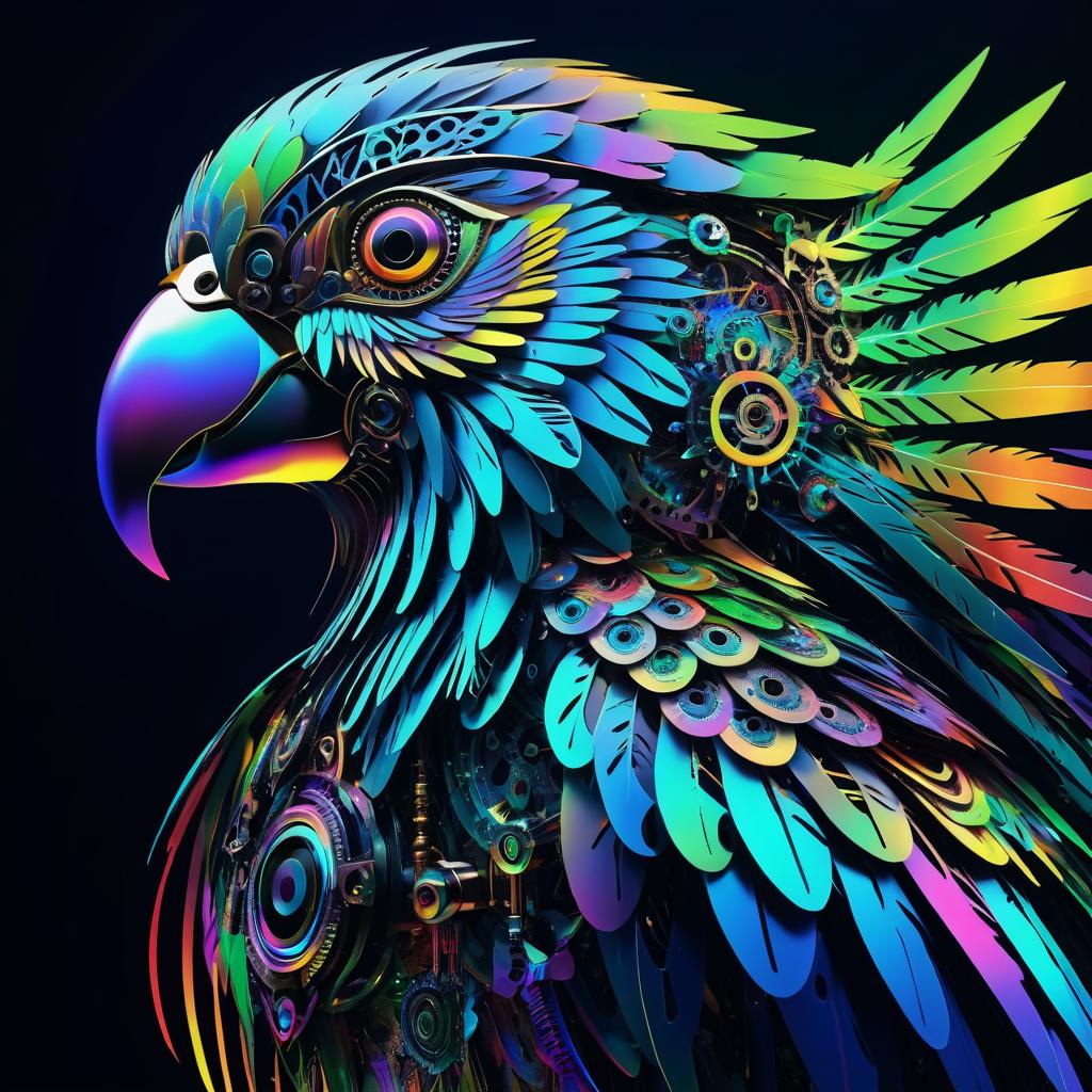 Futuristic Cybernetic Parrot Design