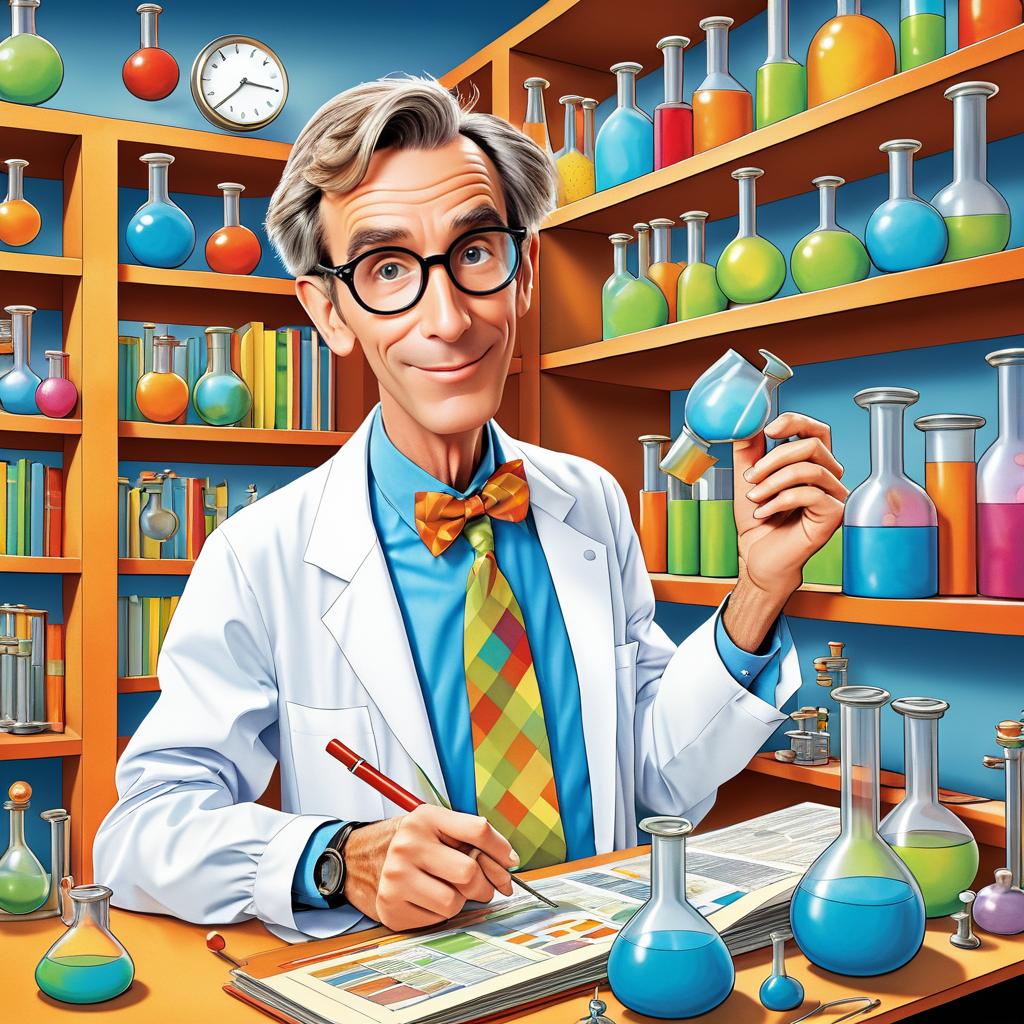 Whimsical Chemistry Professor Illustration