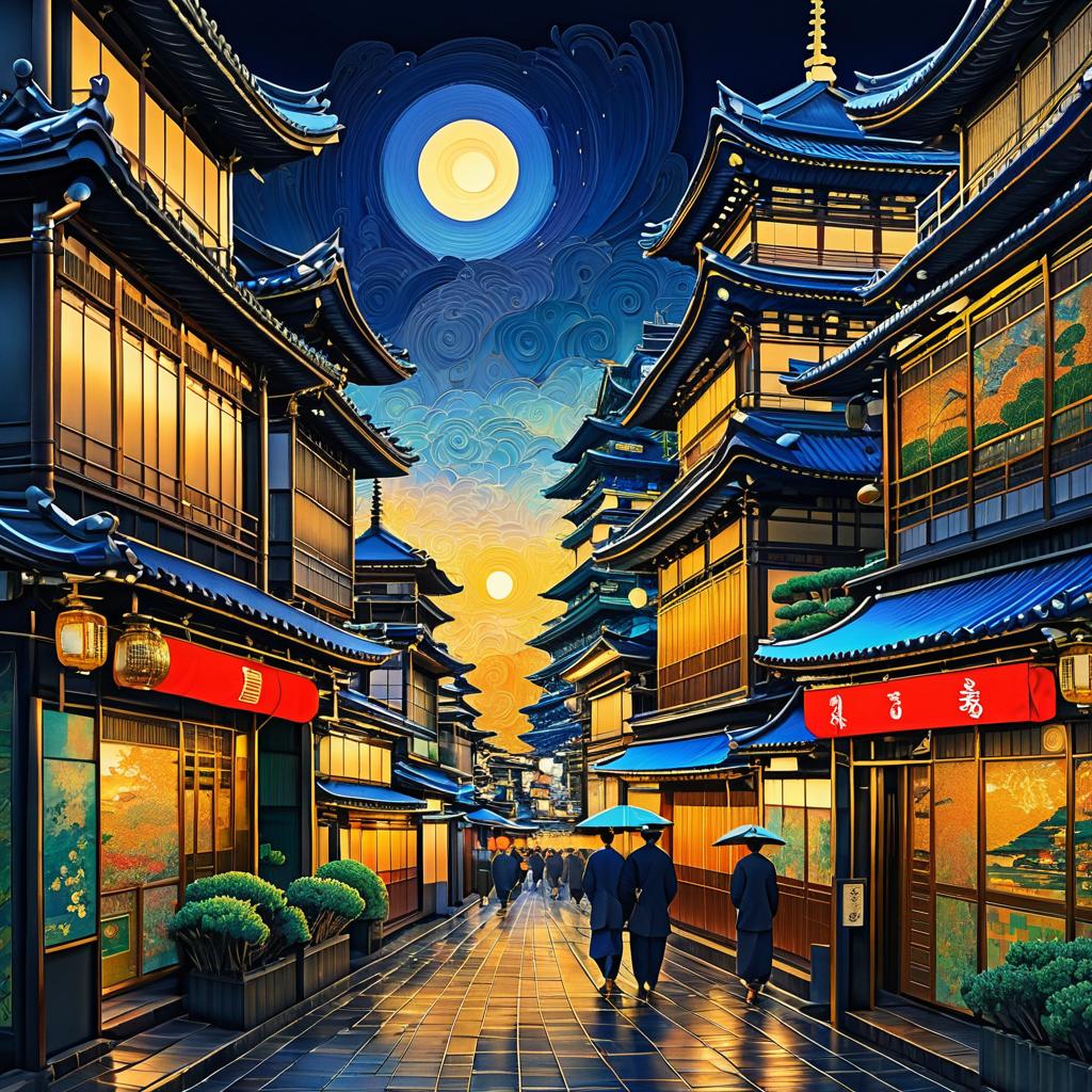 Intricate Van Gogh-Style Tokyo at Dawn