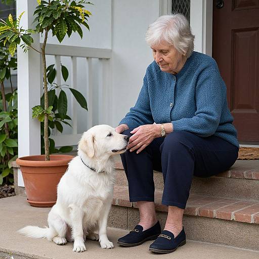 Elderly Woman with Her Loyal Dog