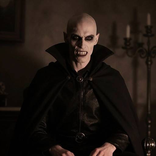 Menacing Vampire in Dimly Lit Room