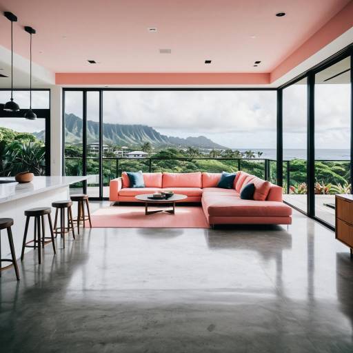 Modern living room with ocean view in Honolulu