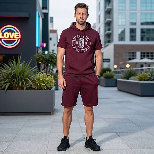 Photograph of a bearded man with short dark hair, wearing a maroon 