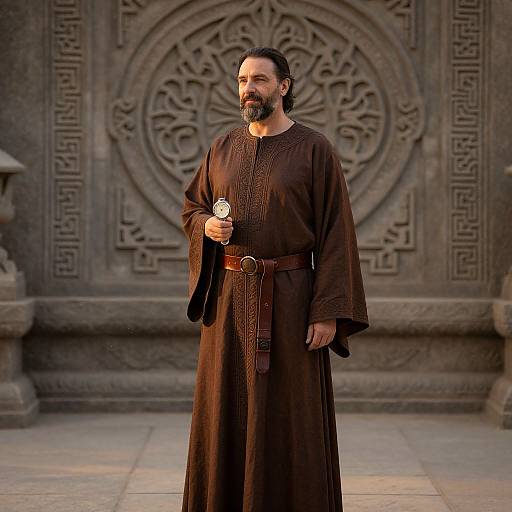 Wise Man in Ancient Courtyard