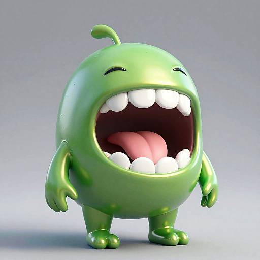 Glossy Metallic Green Chubby Plush Creature