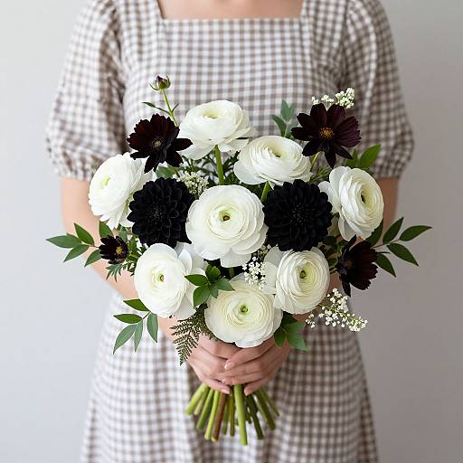 Woman with Elegant Floral Bouquet