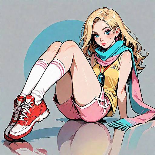 Cheerful Blonde Anime Girl With Whistle