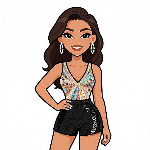 Glamorous Woman in Sequined Outfit