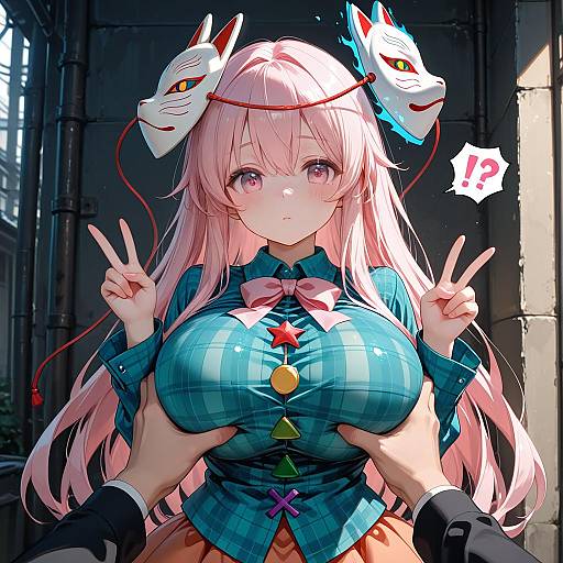 Anime Couple in Kawaii Alley Scene