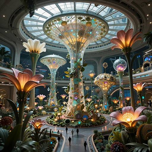 Futuristic Biome Garden in Space Station