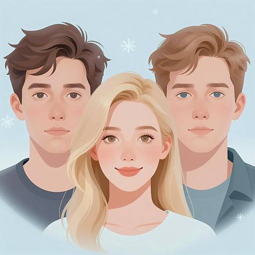 Frosty Trio: Digital Faces Illustration