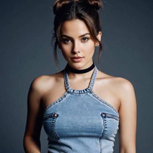Realistic Portrait of a Girl in Denim