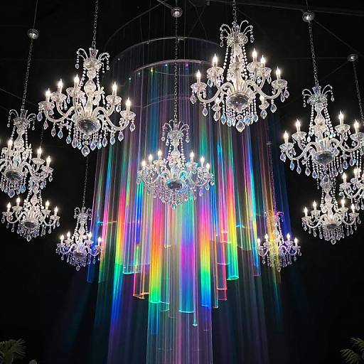 Iridescent Chandeliers Over Void