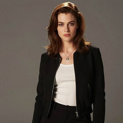 Woman in Black Jacket with White Top