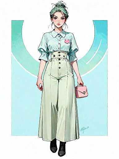 Chic Woman in Pastel Jumpsuit