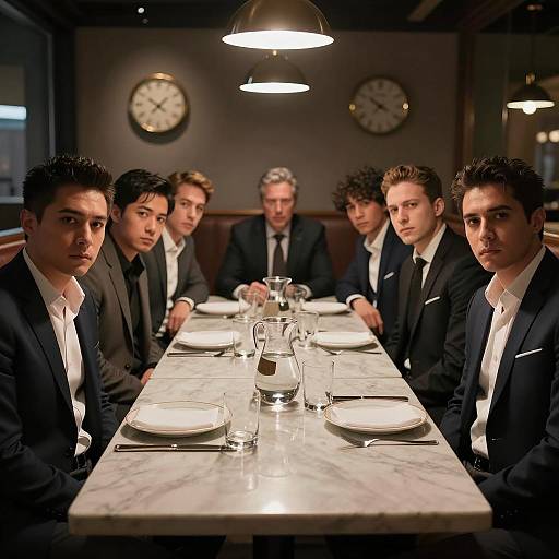 Intense Meeting at a Dim Restaurant