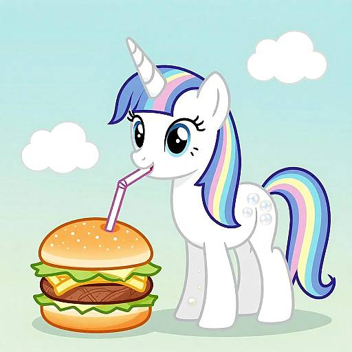 Moonlit Pearl Unicorn Foal with Burger