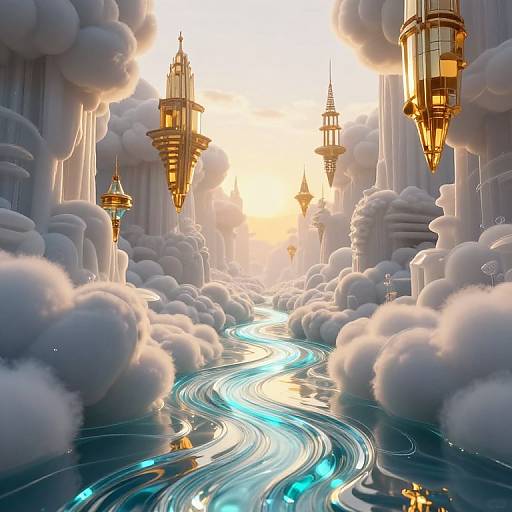 Surreal Molten Glass River Landscape