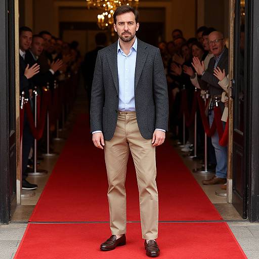 Confident Man at Red Carpet Entrance