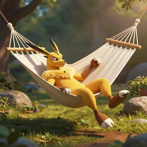 Lucario on Light Beam Hammock